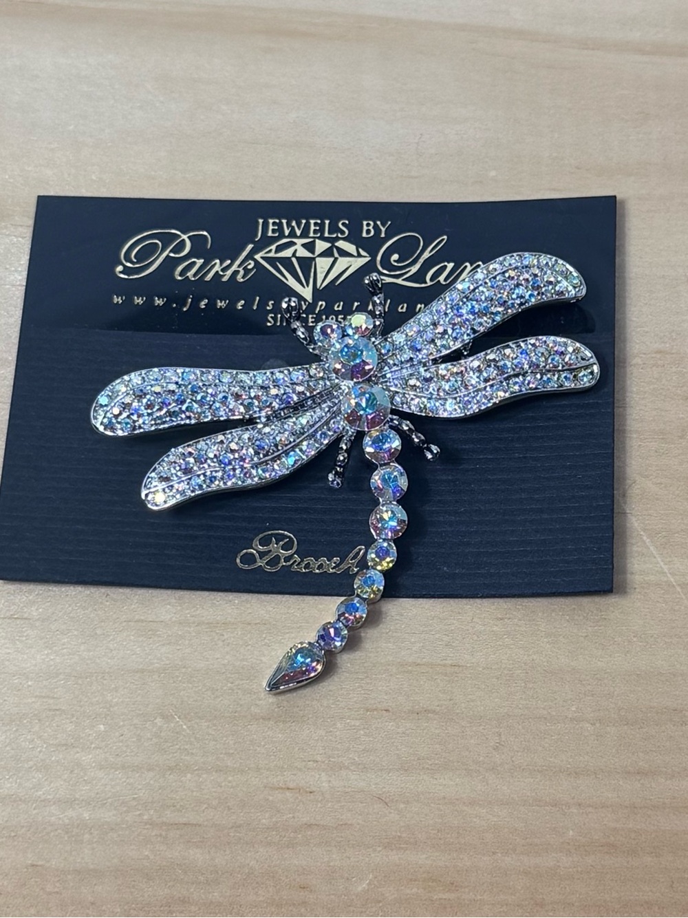 Park Lane Silver-Tone Jewels Dragonfly Brooch w/Aurora Borealis (AB) Crystals